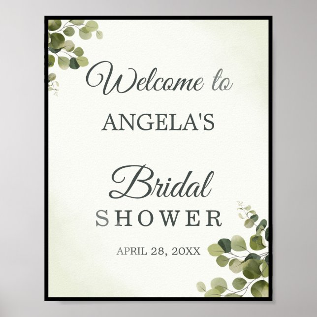Poster Feuilles d'eucalyptus rustiques Budget Enterrement (Devant)