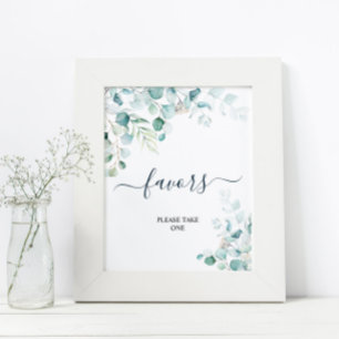 Poster Feuilles d'eucalyptus verdure signe de cadeaux de 