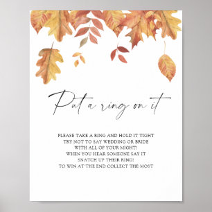 Poster Feuilles en chute - mettez une bague sur le jeu