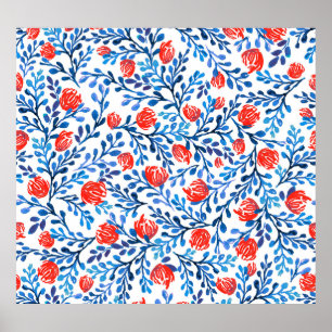 Poster Feuilles floraux : Motif naturel sans transparence