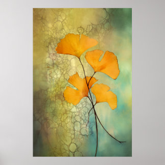 Poster Feuilles Ginkgo couleur automne