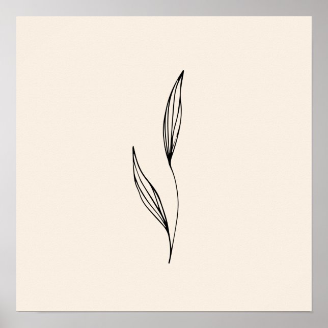 Poster Feuilles noirs minimaux (Devant)