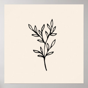 Poster Feuilles noirs minimaux