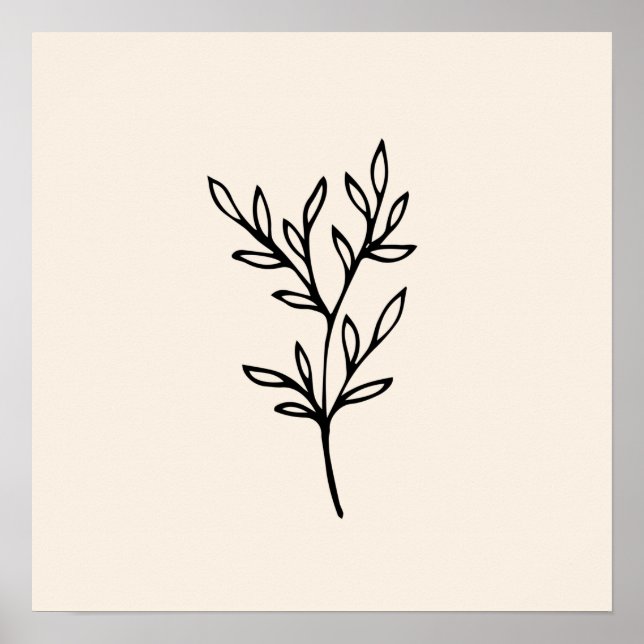 Poster Feuilles noirs minimaux (Devant)