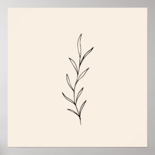 Poster Feuilles noirs minimaux