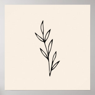 Poster Feuilles noirs minimaux