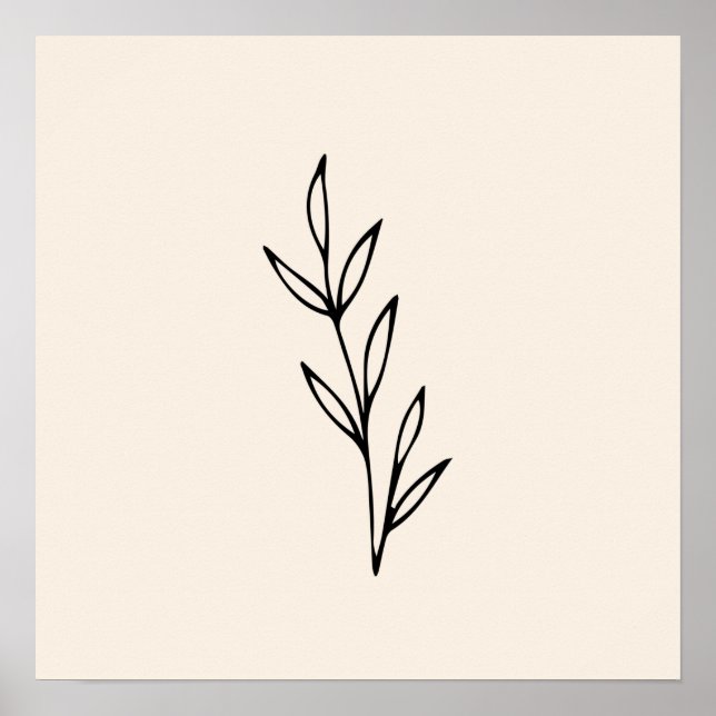 Poster Feuilles noirs minimaux (Devant)
