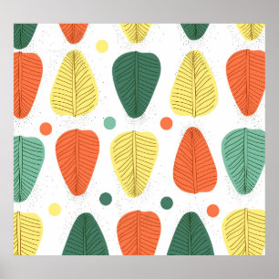 Poster Feuilles peints de couleur, cadre d'affaires brill