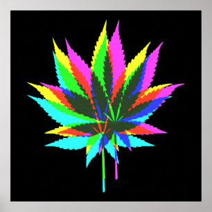 Poster Feuilles Plantes sauvages - couleur néon + vos idé