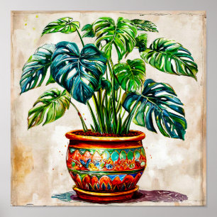 Poster 🌿 Feuilles Tropicales de Monstera Plante Botaniqu
