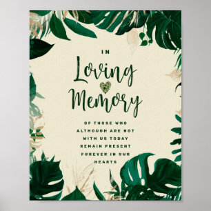 Poster Feuilles Tropicales En Mémoire Sign Mémorial Amour