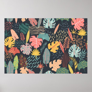 Poster feuilles tropicaux Abstraits sur arrière - plan bl