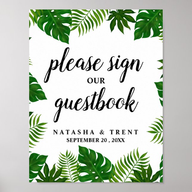 Poster Feuilles tropicaux | Connexion Mariage (Devant)