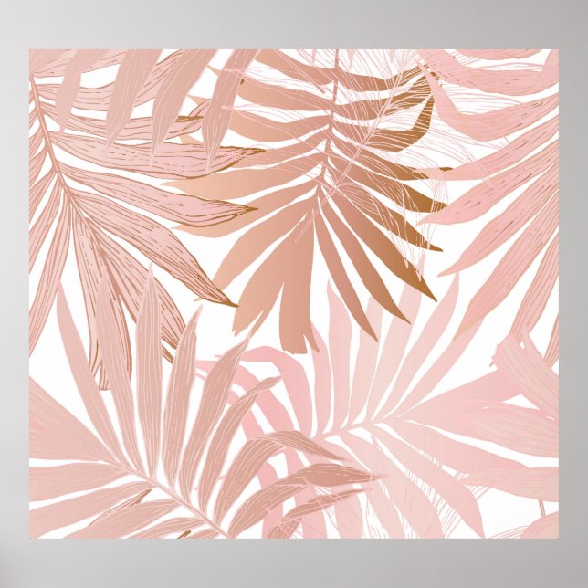 Poster Feuilles tropicaux : motif à dégradé brillant. (Devant)