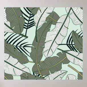 Poster Feuilles tropicaux : Motif naturel sans couture.