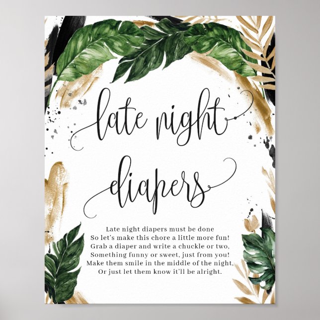 Poster Feuilles tropicaux verdoyants en fin de soirée sig (Devant)