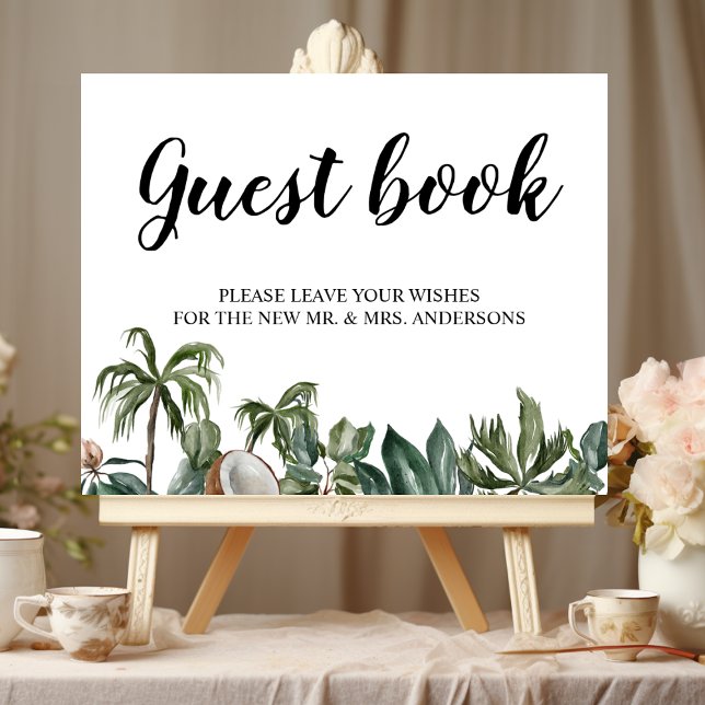 Poster Feuilles Vertes Aquarelle Tropical Tendance (Créateur téléchargé)