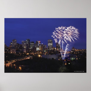 Poster Feux d'artifice au-dessus de la ville