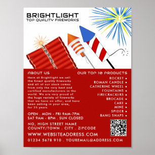 Poster Feux d'artifice, Fireworks Vente Publicité