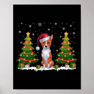 Poster Feux de Noël Basenji Chien Santa Chapel Noël S