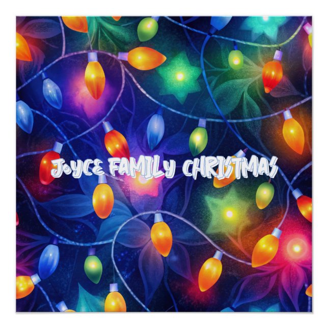 Poster Feux de Noël brillant Fêtes Whimsical Joyeux (Devant)