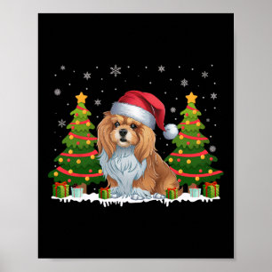 Poster Feux de Noël Lhassa Apso Chien Santa Hat Noël