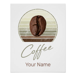 Poster Fèves De Café Pour Espresso Et Retro Barista