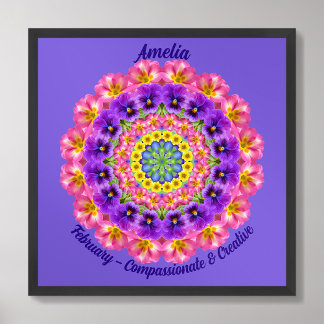 Poster Février Citation Fleur de naissance Enfants Nurser