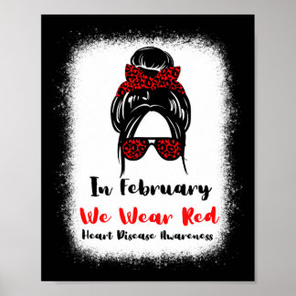 Poster Février Heart Health Go Red Messy Bun Women