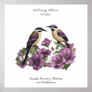 Poster Février Mois de naissance Fleur personnalisée Anni