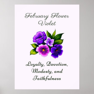 Poster Février Mois de naissance Violet Fleur Delicet Flo
