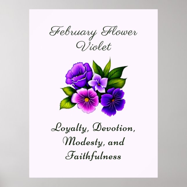 Poster Février Mois de naissance Violet Fleur Delicet Flo (Devant)