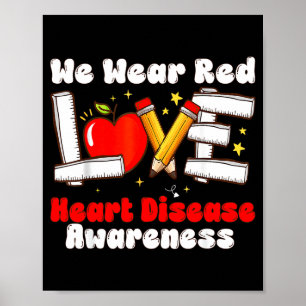 Poster Février Nous Portons Rouge Amour Maladie Cardiaque