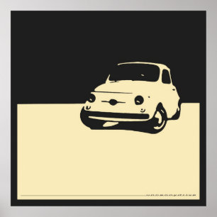 Poster Fiat 500, 1959 - Crème sur noir de charbon