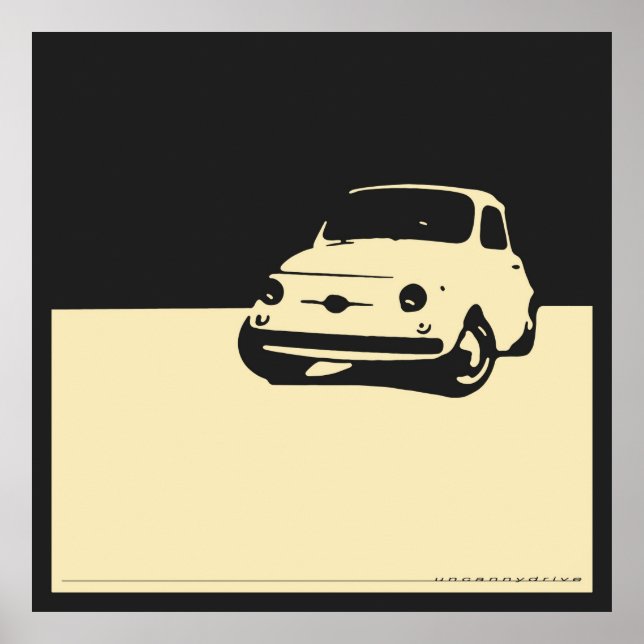 Poster Fiat 500, 1959 - Crème sur noir de charbon (Devant)