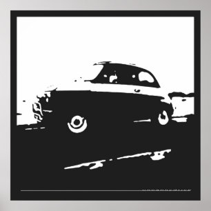 Poster Fiat 500 classique - Blanc sur arrière - plan de c