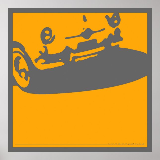 Poster Fiat 600 Détail, 1956 - Yellow on Grey Print (Devant)