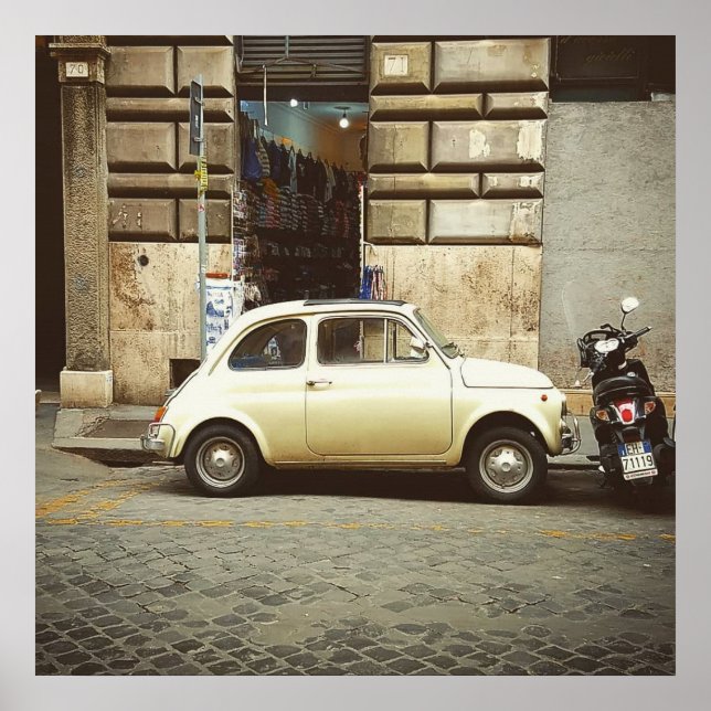 Poster Fiat vintage À Rome (Devant)