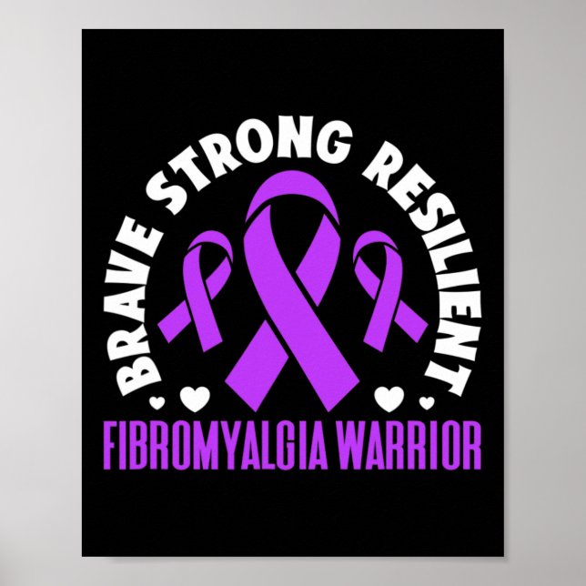 Poster Fibromyalgie guerrière brave forte résistance Fibr (Devant)