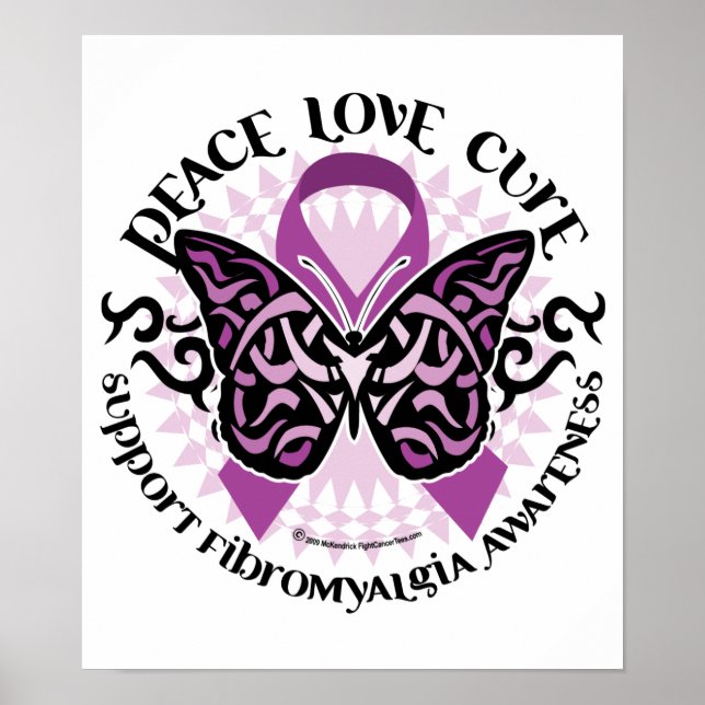 Poster Fibromyalgie Tribal des papillons (Devant)