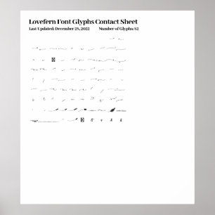 Poster Fiche de contact Lovefern Font Glyphes