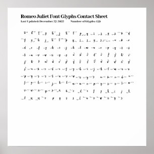 Poster Fiche de contact Romeo Juliet Script Police Glyphe