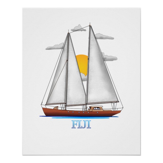 Poster Fidji Côtier Nautique Voile (Devant)