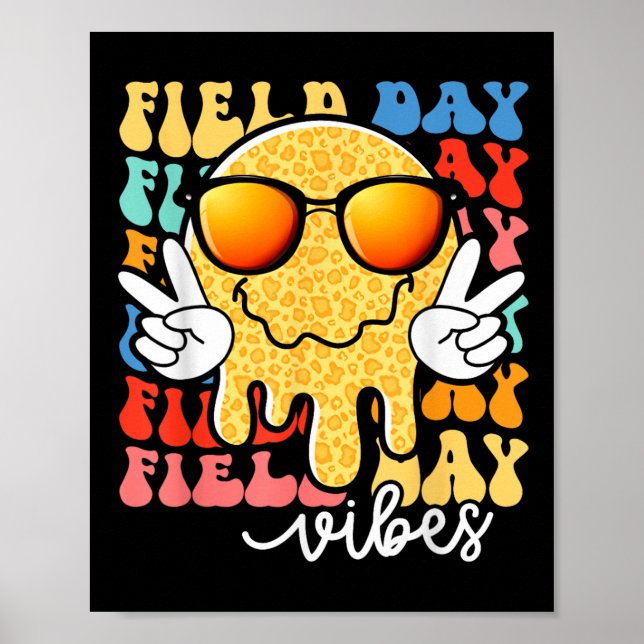 Poster Field Day Vibes Smile Face Enseignant Enfants Happ (Devant)
