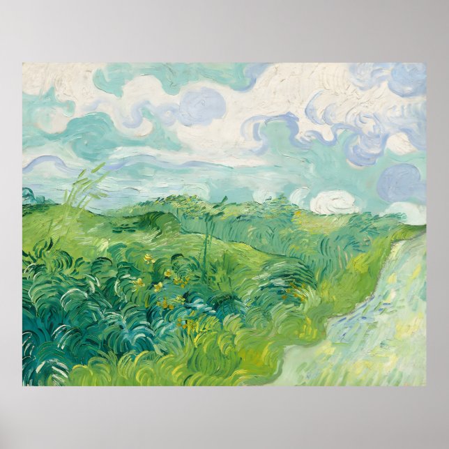 Poster Fields du blé vert - Vincent van Gogh (Devant)