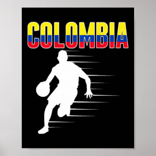 Poster Fier Colombia Sketll Fans Jersey Colombien Drapeau