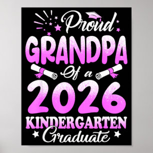 Poster Fier grand-père d'une promotion 2026 de fleurs de