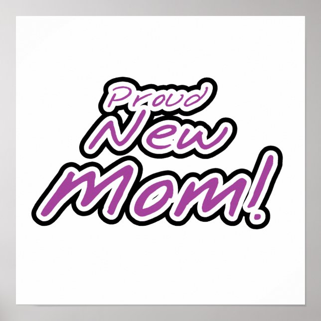 Poster Fier Nouveau maman Cadeaux de texte noir et pourpr (Devant)