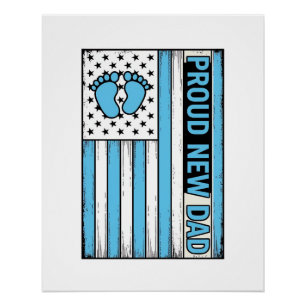 Poster Fier Nouveau Papa Drapeau de Pieds de Bébé Concept