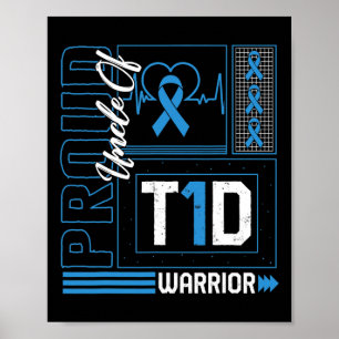 Poster Fier Oncle De T1d Guerrier Ruban Diabète Sensibili